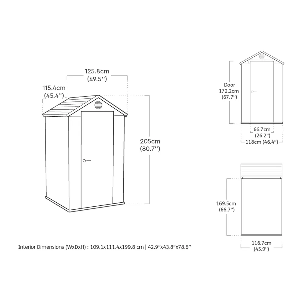 KETER Abri de Jardin Résine Darwin 4X4-125 X 184 X 205 cm - Compact, Durable et Résistant