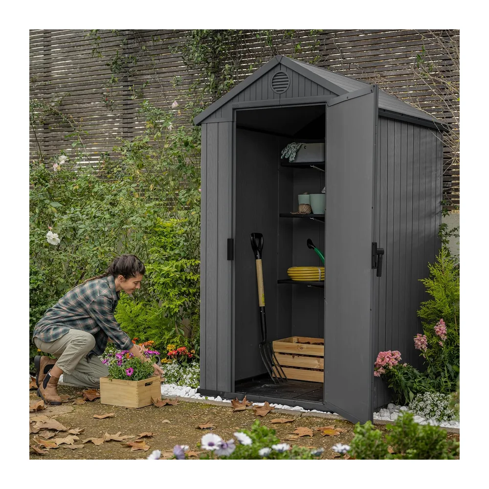 KETER Abri de Jardin Résine Darwin 4X4-125 X 184 X 205 cm - Compact, Durable et Résistant