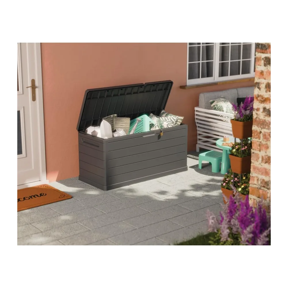 Art Plast - Coffre de Rangement extérieur 350L - Coffre de Jardin Gris 118.5x52x57cm