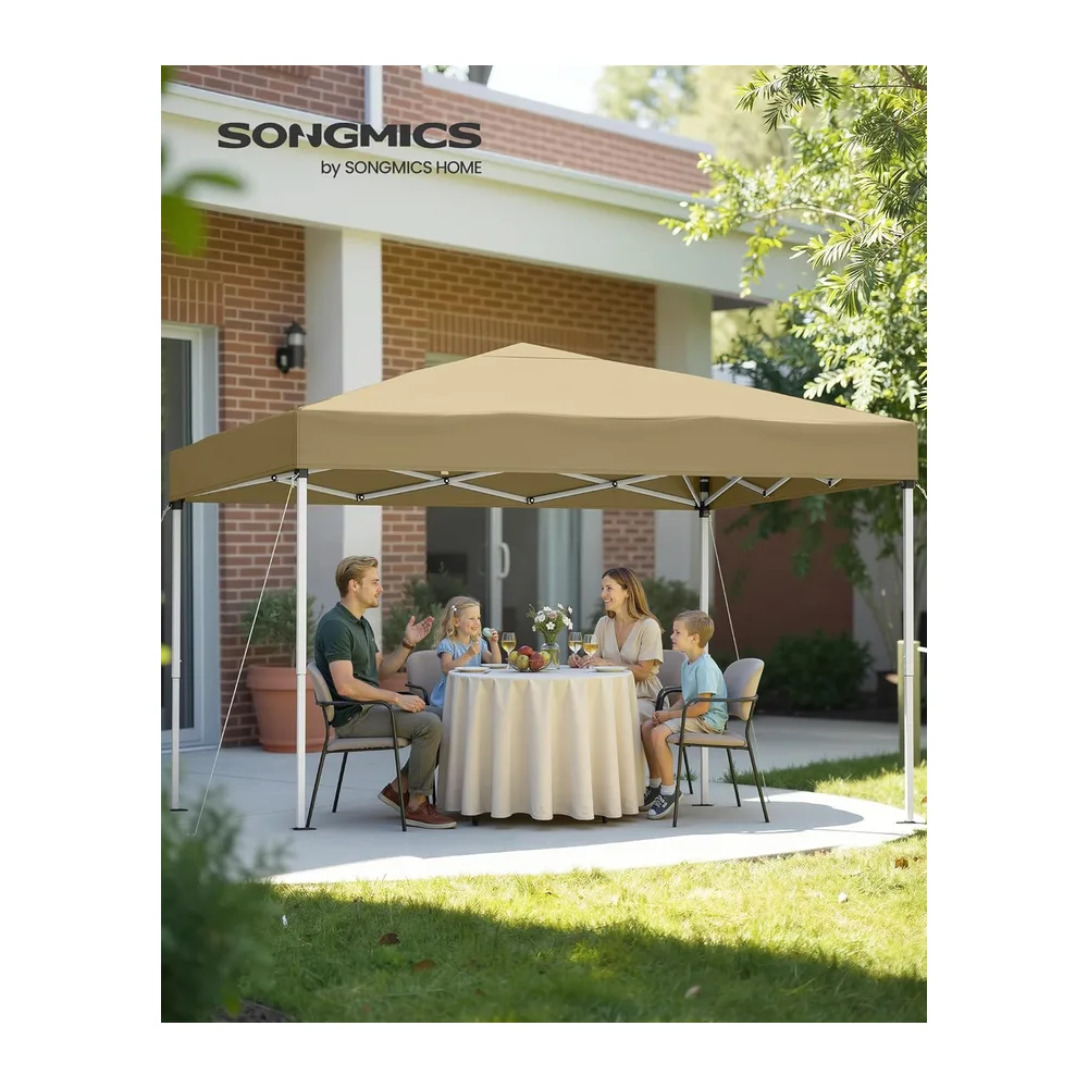 SONGMICS Tonnelle 3 x 3 m, Chapiteau Pliable, Protection Solaire, Résistante aux Petites