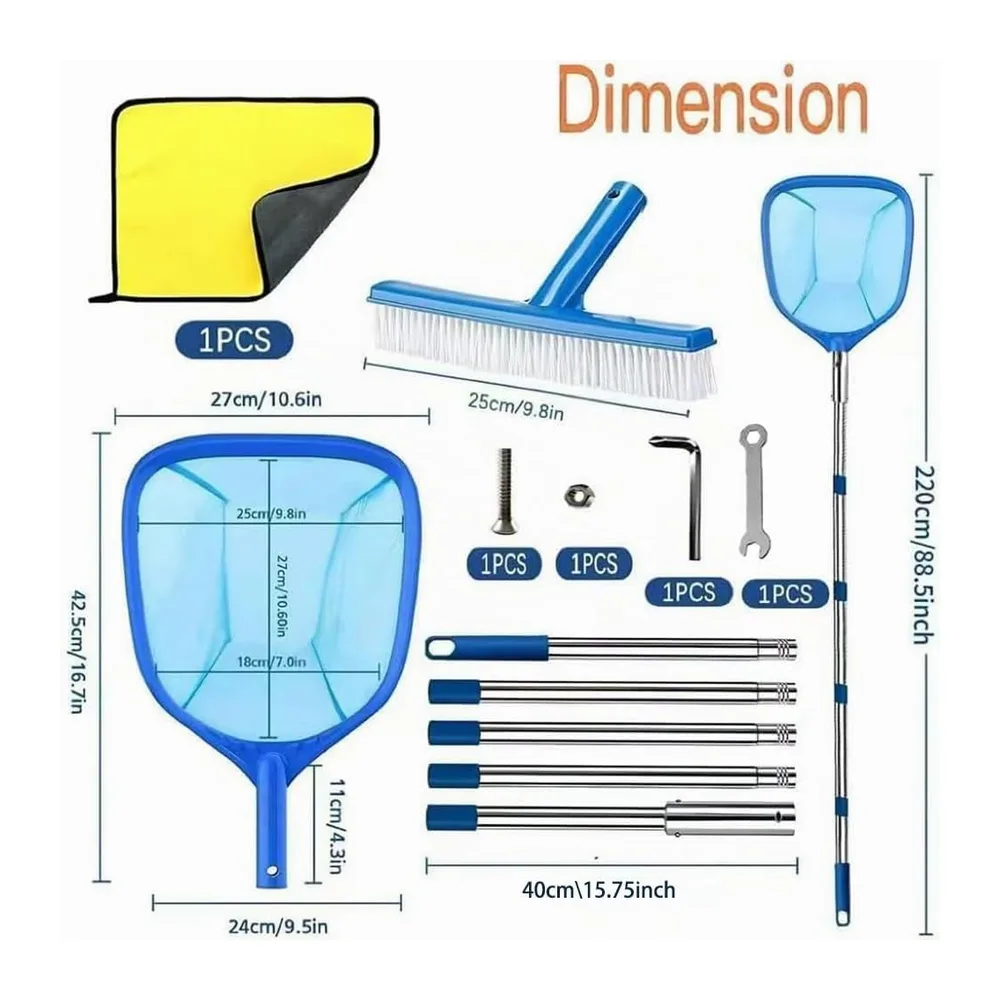 TUIBEIDAMAI Epuisette Piscine avec Manche Telescopique, Epuisette Piscine Maille Extra