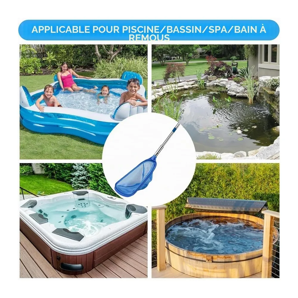 TUIBEIDAMAI Epuisette Piscine avec Manche Telescopique, Epuisette Piscine Maille Extra