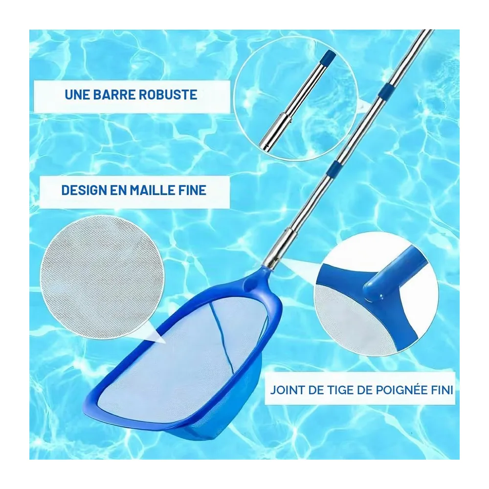 TUIBEIDAMAI Epuisette Piscine avec Manche Telescopique, Epuisette Piscine Maille Extra