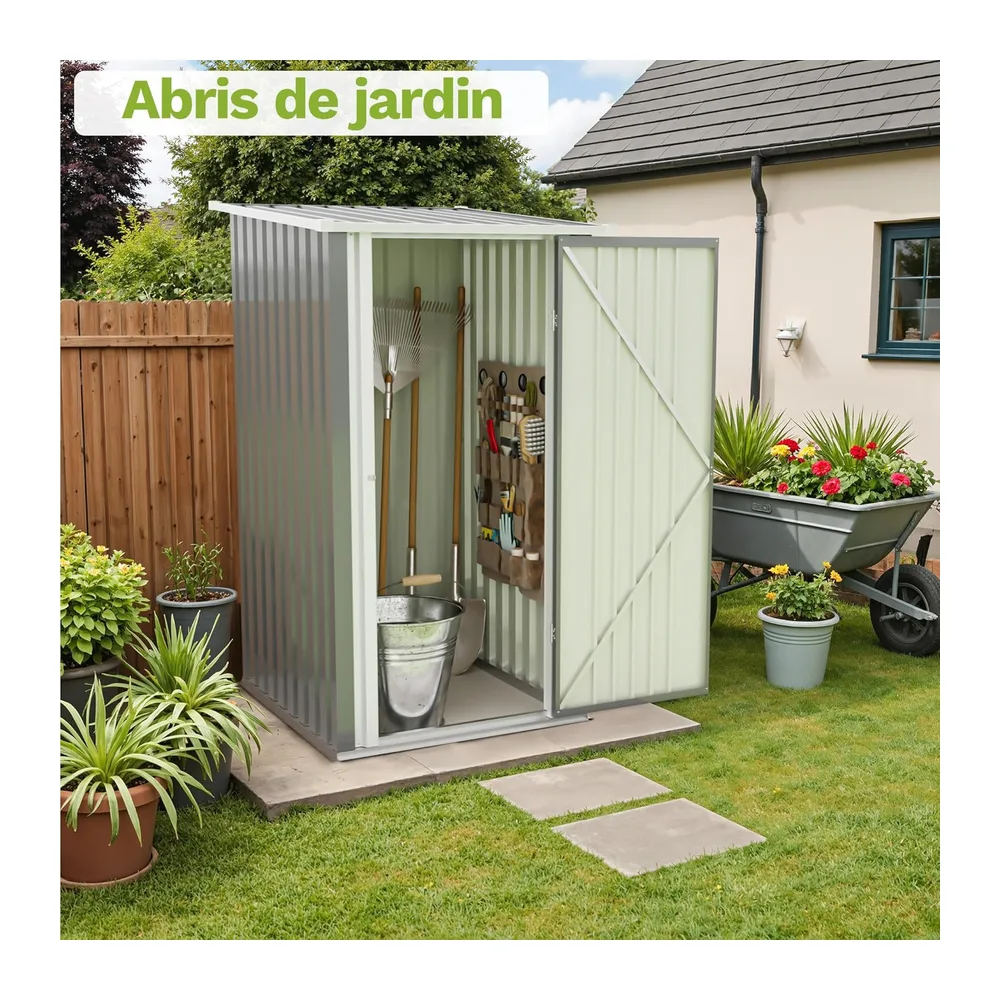 Triumphkey Abri de Jardin en Métal 95 x 98 cm Étanche avec Toit Incliné et Porte