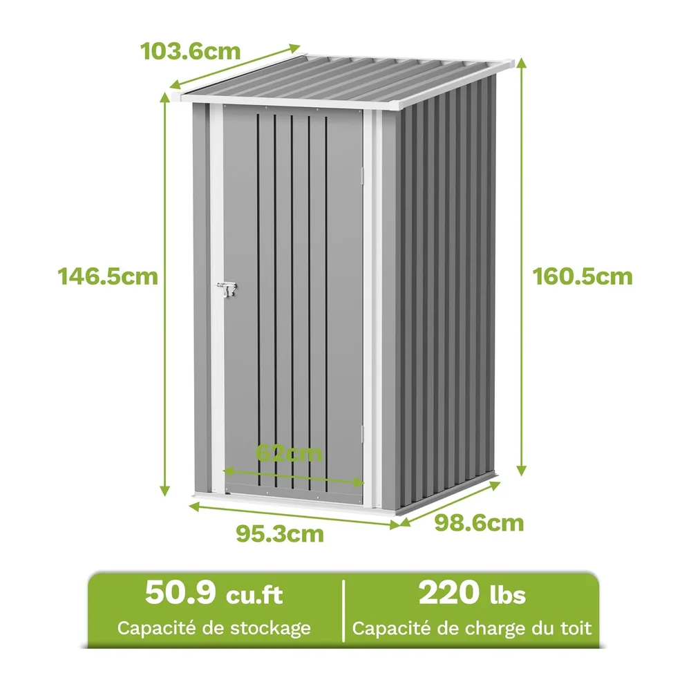 Triumphkey Abri de Jardin en Métal 95 x 98 cm Étanche avec Toit Incliné et Porte
