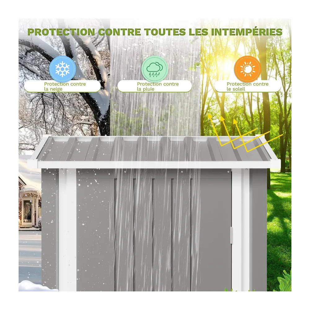 Triumphkey Abri de Jardin en Métal 95 x 98 cm Étanche avec Toit Incliné et Porte