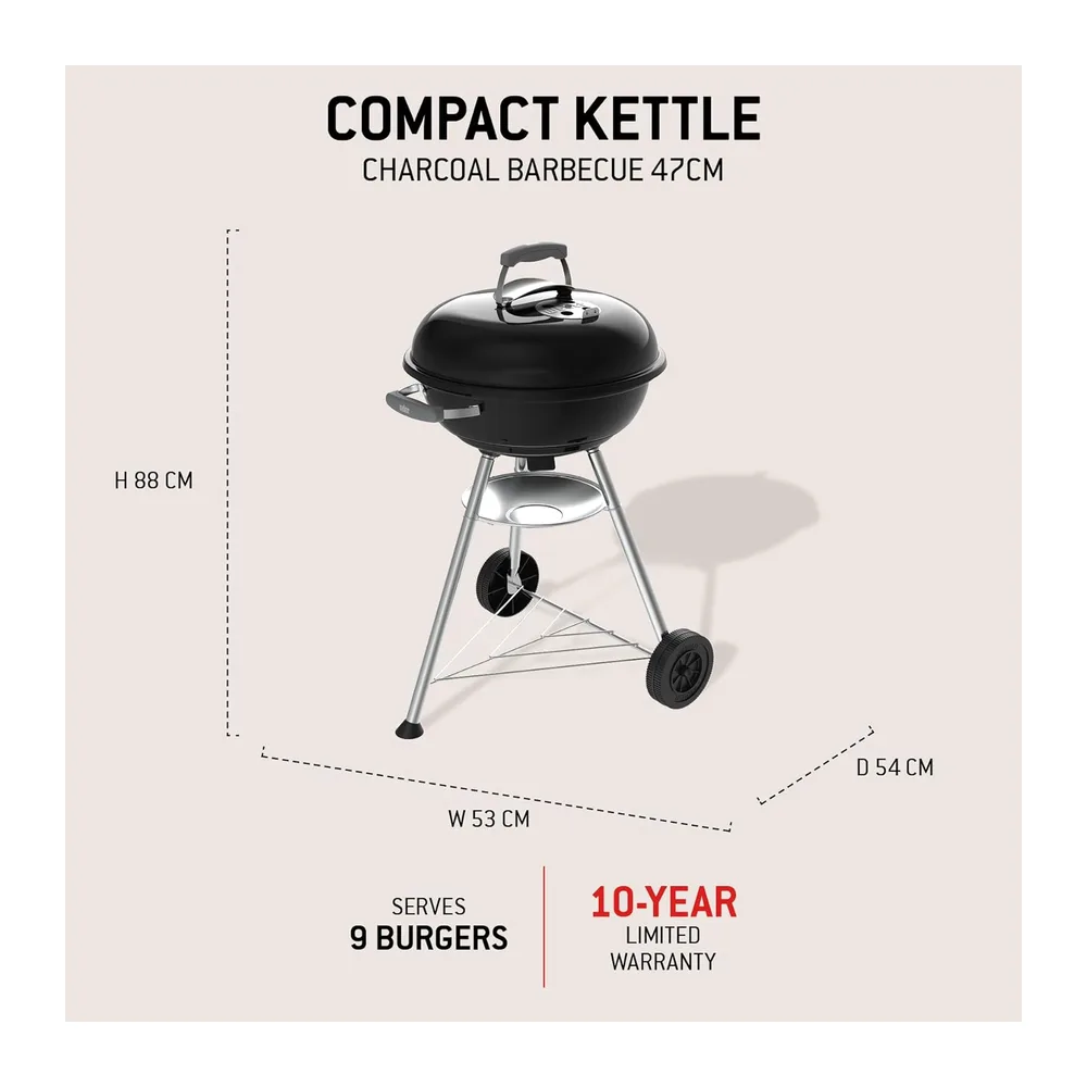 Weber Compact Kettle barbecue à charbon 47 cm, support et roues