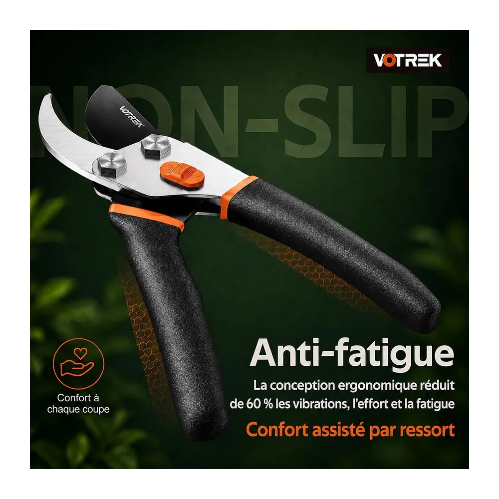 Sécateur de Jardin Bypass 21,5 cm – avec Lame SK5 & Ressort Scellé pour Mains Fragiles