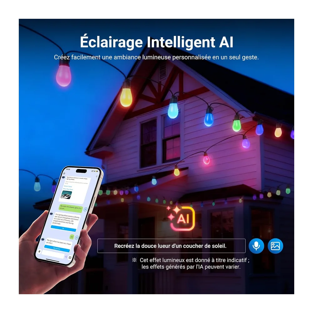 NEEWER NR01 Guirlande Extérieure 96ft,Smart AI RGBW avec App