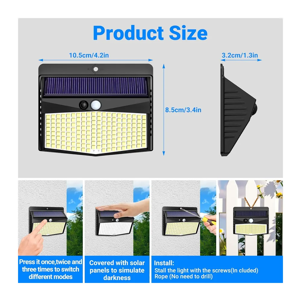 Peasur Lampe Solaire Exterieur Detecteur de Mouvement Lot de 4, LED Lumiere Extérieur