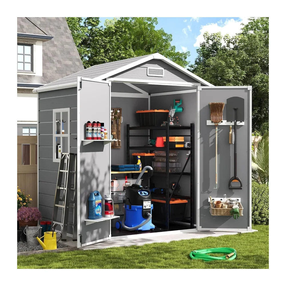 UDPATIO Abri de Jardin en Résine 12mm 184x135x210cm, 3.9 m³ - Cabane de Jardin Extérieur
