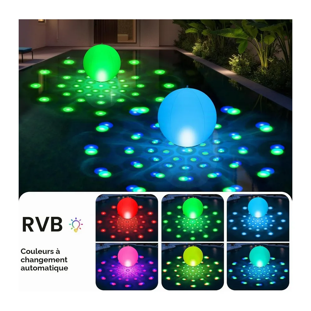 KingSom 2026 Lumiere Piscine Flottante,Lampe Flottante Piscine Solaire avec Lumières