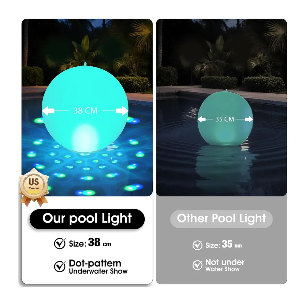 KingSom 2026 Lumiere Piscine Flottante,Lampe Flottante Piscine Solaire avec Lumières