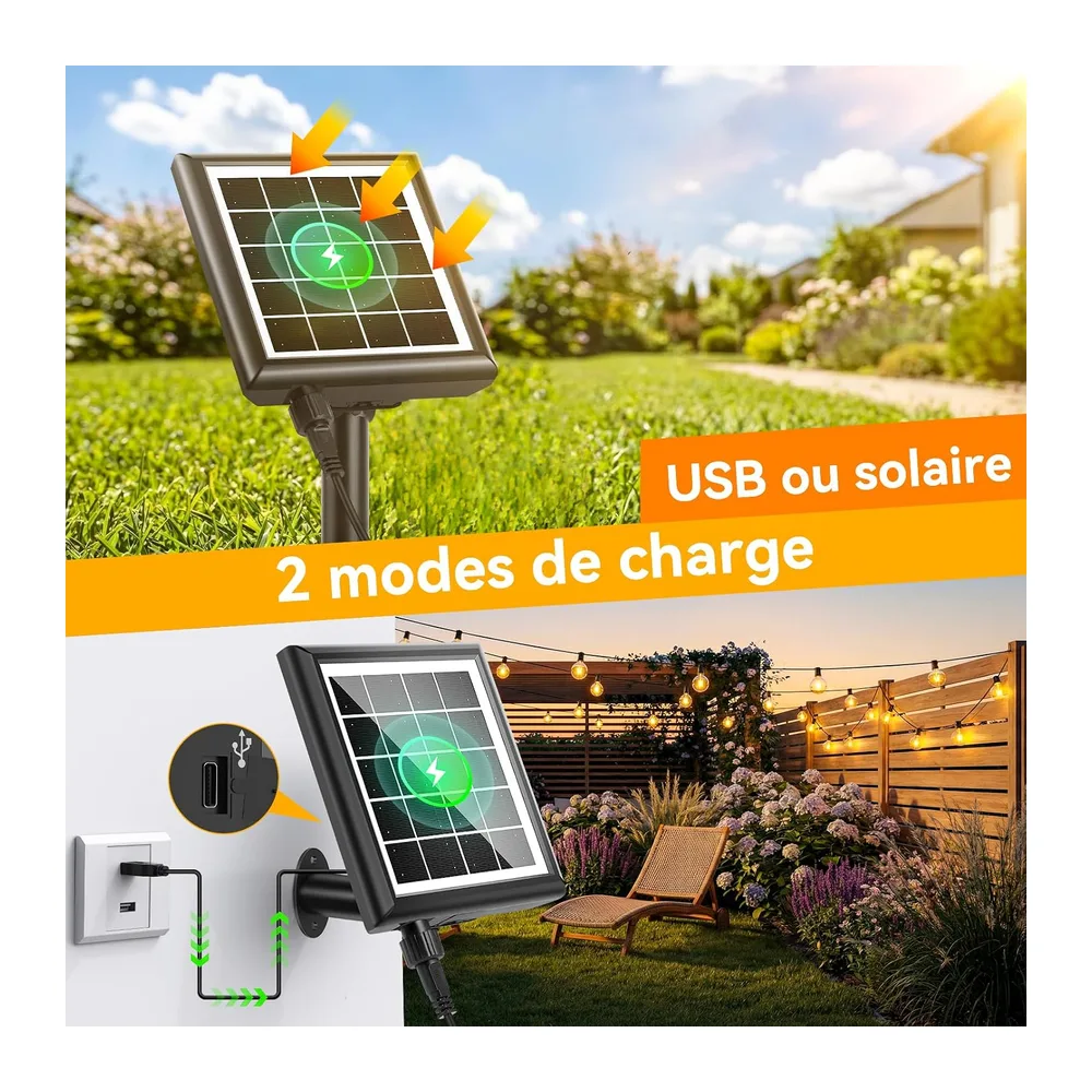 Guirlande Solaire Exterieur Lumineuse LED - 30M avec Télécommande 38+2 Ampoules G40