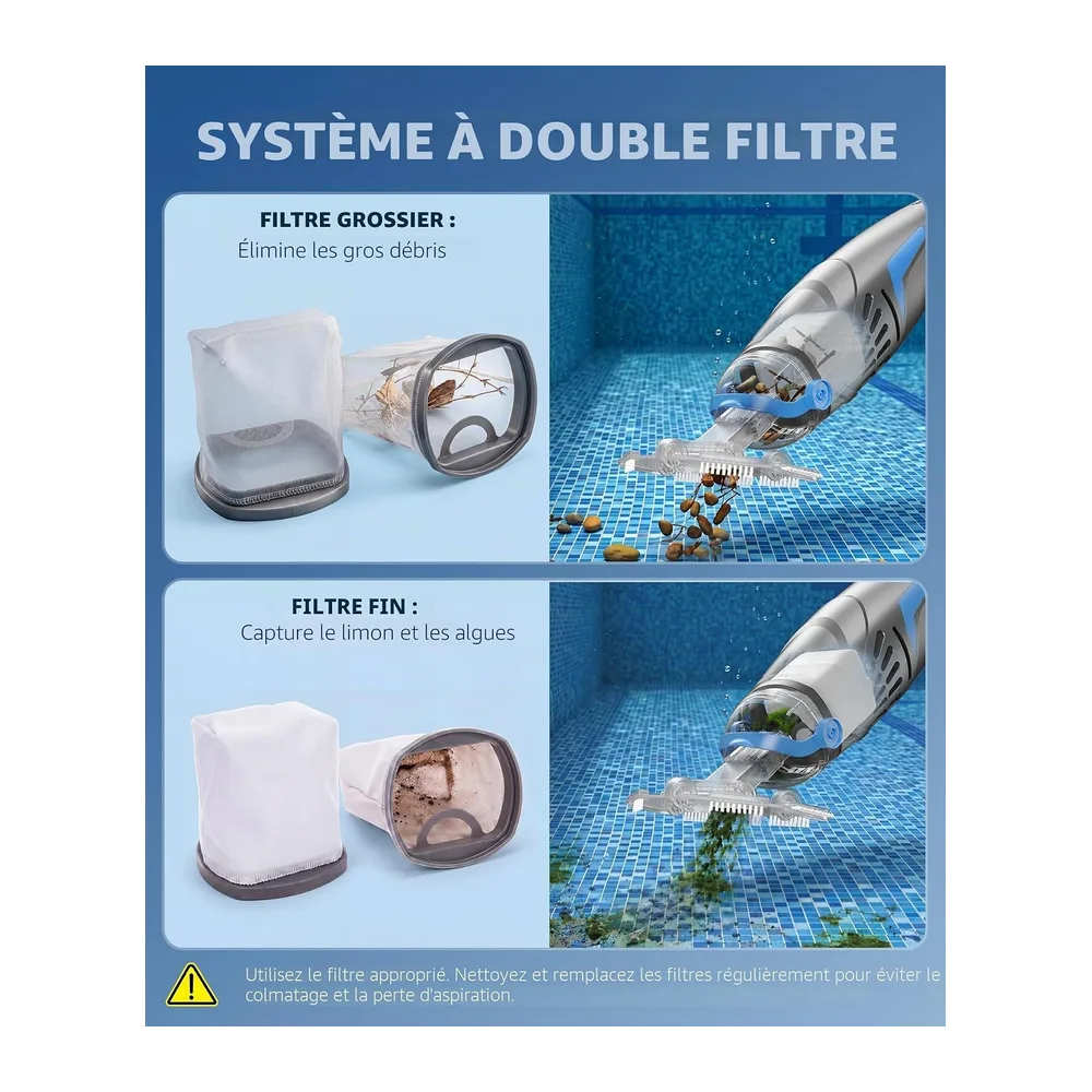 UIRWAY V3 Aspirateur Piscine sans Fil, 26,5 GPM Aspirateur Piscine Hors Sol Puissant