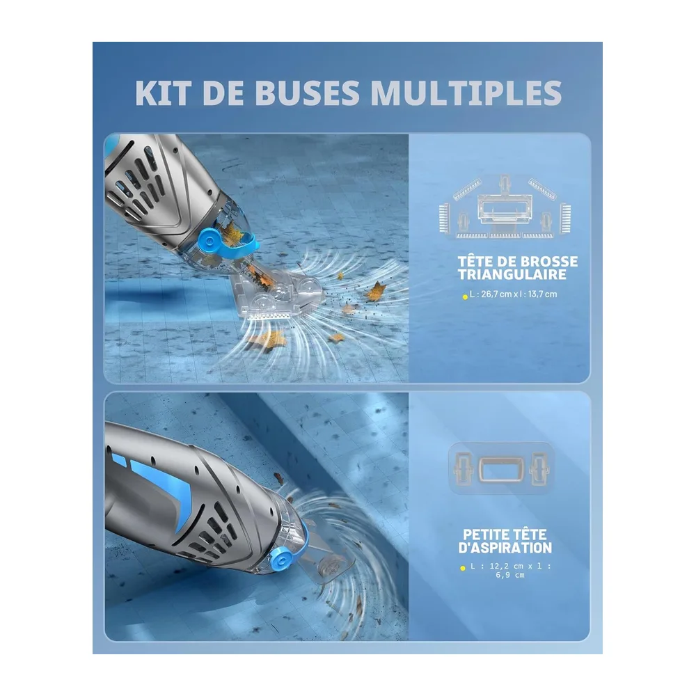 UIRWAY V3 Aspirateur Piscine sans Fil, 26,5 GPM Aspirateur Piscine Hors Sol Puissant