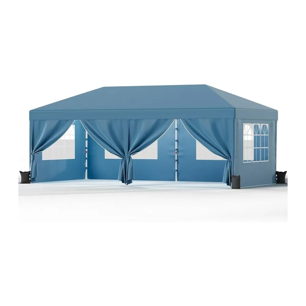 JUMMICO Tonnelle Pliante 3x6m Imperméable Hauteur Réglable - Bleu
