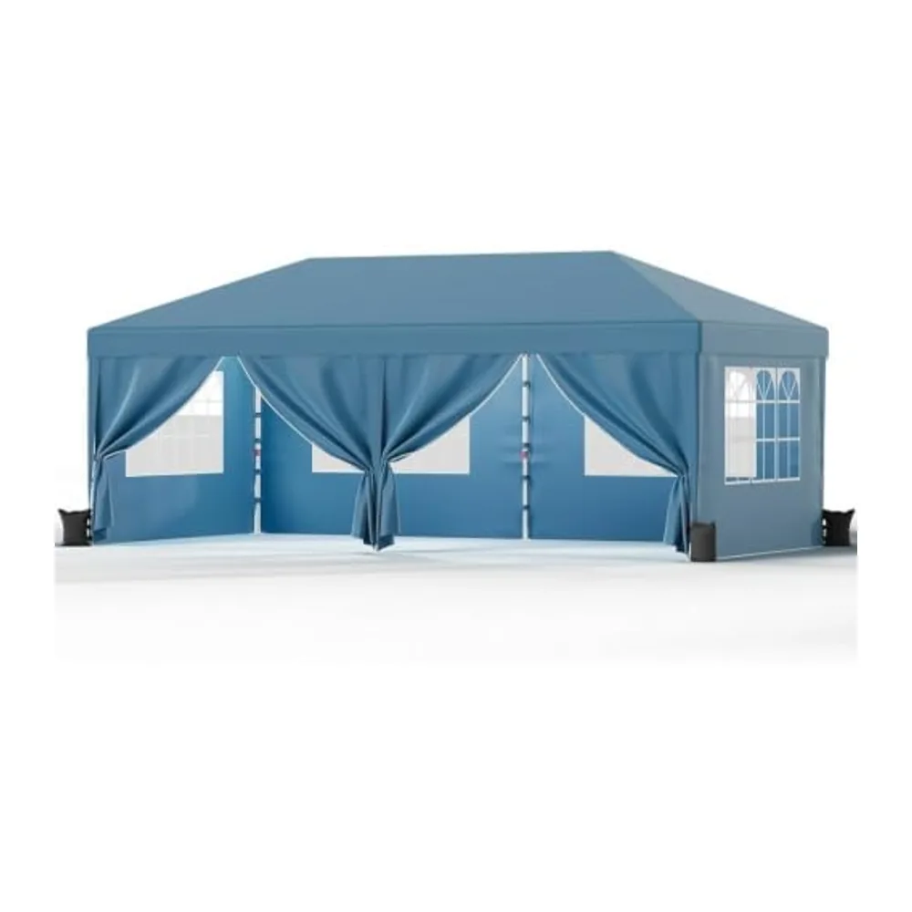 JUMMICO Tonnelle Pliante 3x6m Imperméable Hauteur Réglable - Bleu