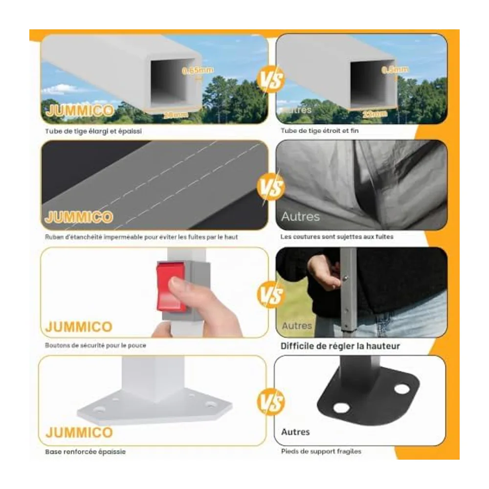 JUMMICO Tonnelle Pliante 3x6m Imperméable Hauteur Réglable - Bleu