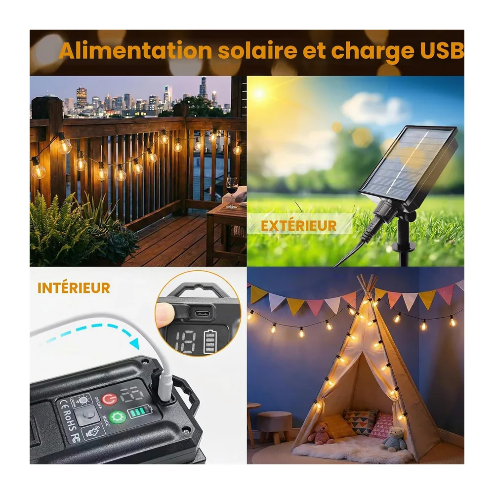 btfarm Guirlande Solaire Exterieur Avec Telecommande, 5+3M LED Guirlande Lumineuse