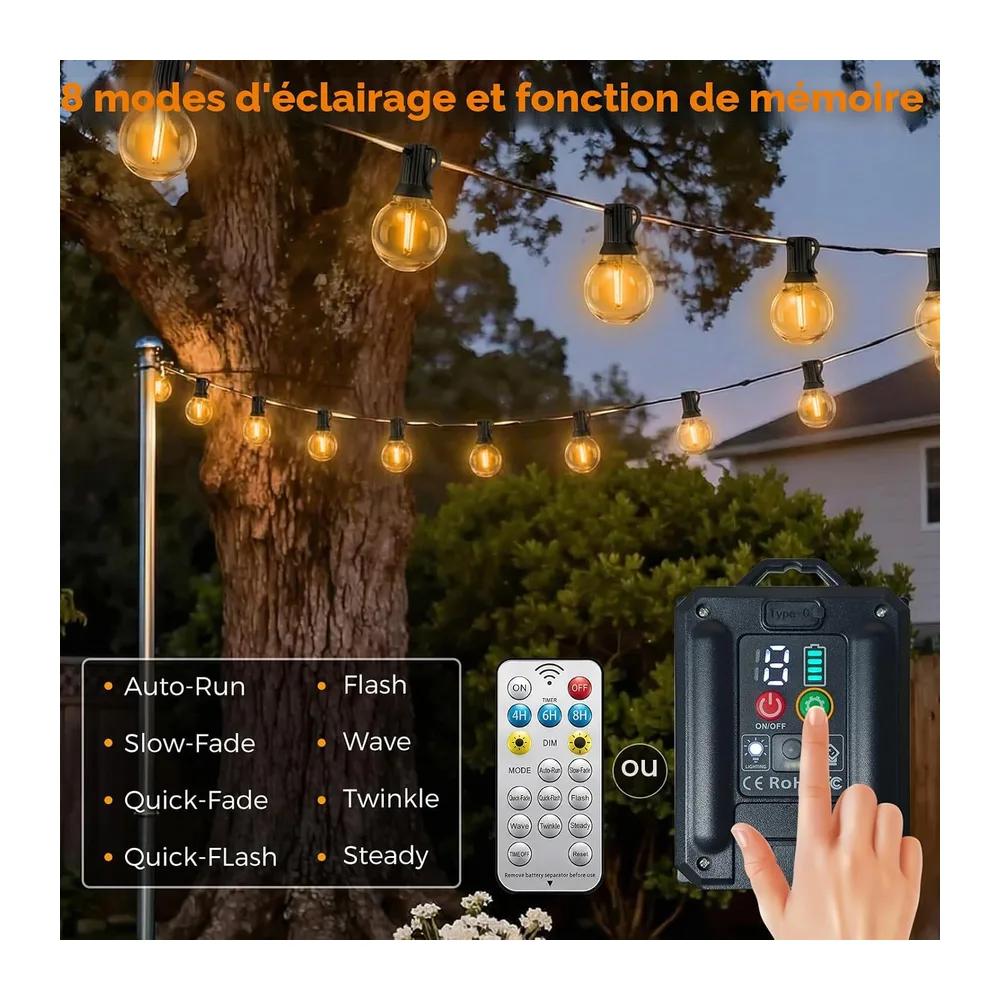 btfarm Guirlande Solaire Exterieur Avec Telecommande, 5+3M LED Guirlande Lumineuse