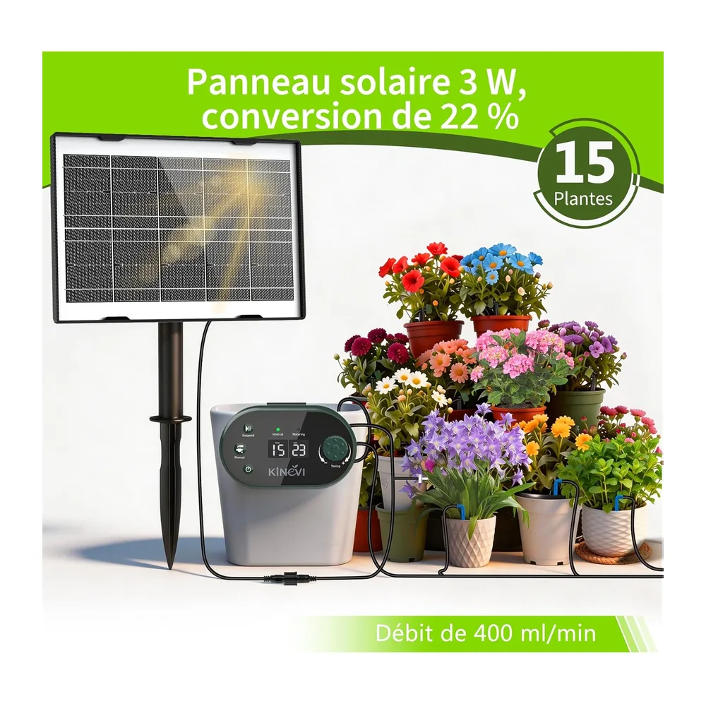 Kit Arrosage Automatique Solaire pour 15 Plantes les
