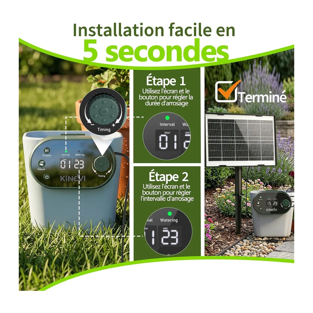 Kit Arrosage Automatique Solaire pour 15 Plantes les