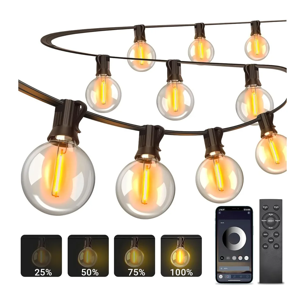 Guirlande Lumineuse Exterieure Dimmable, 30m Guirlande Guinguette Exterieur
