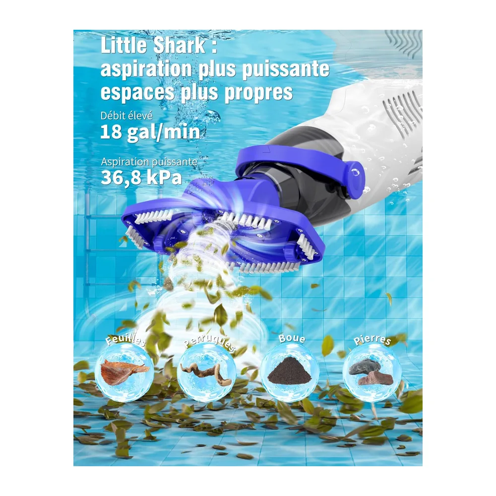 Aspirateur de Piscine Little Shark pour piscines Hors Sol, aspirateur pour Spa équipé