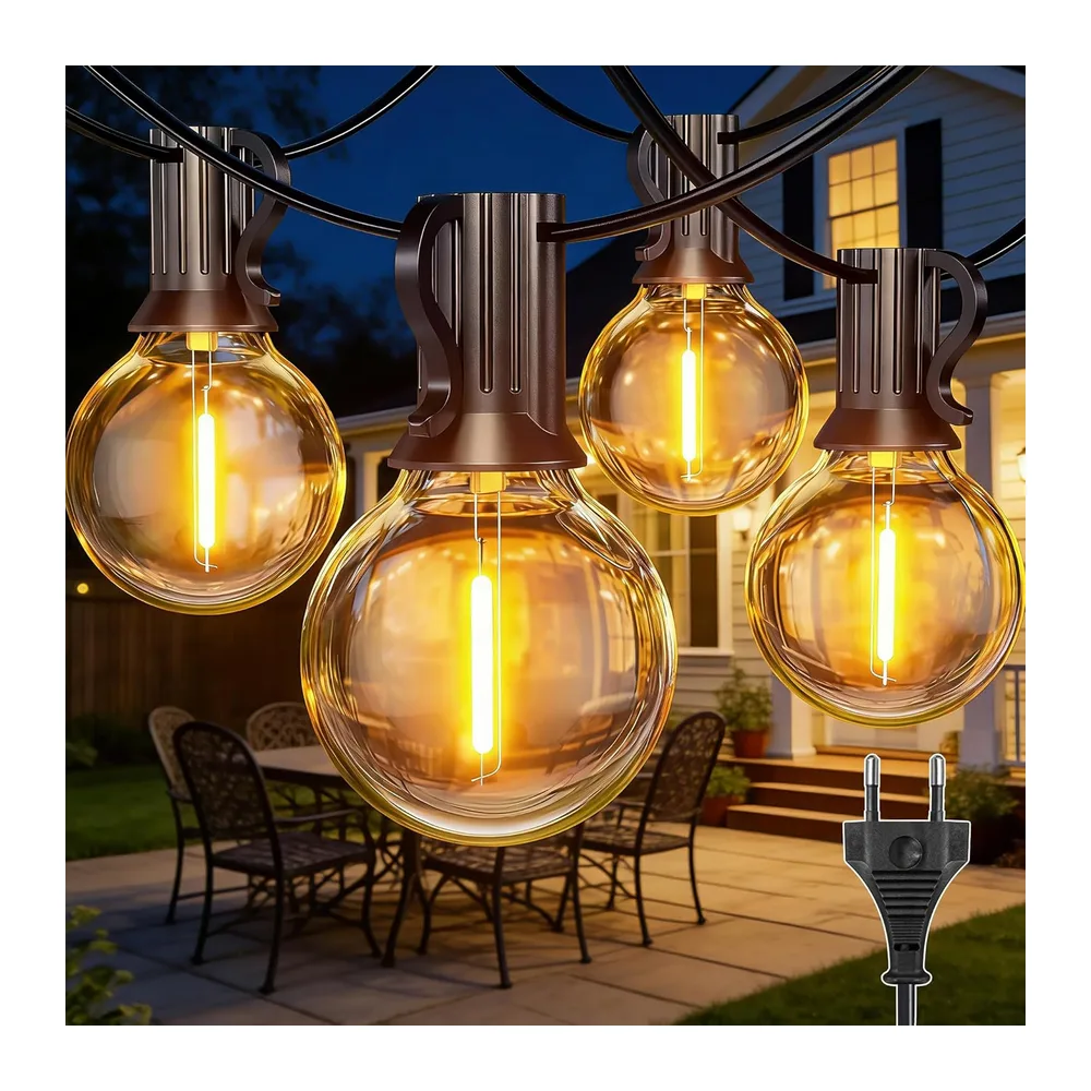 HeiPard Guirlande Lumineuse Exterieure 10M, 15+1 G40 Ampoules