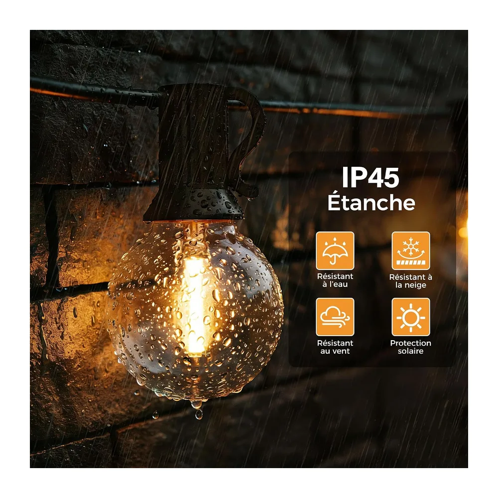 HeiPard Guirlande Lumineuse Exterieure 10M, 15+1 G40 Ampoules