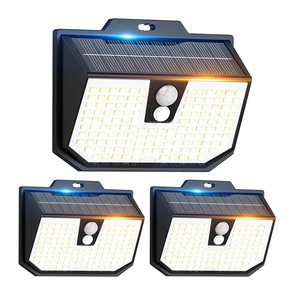 Lampe Solaire Exterieur avec Detecteur 3 Modes IP65,Lot de 3
