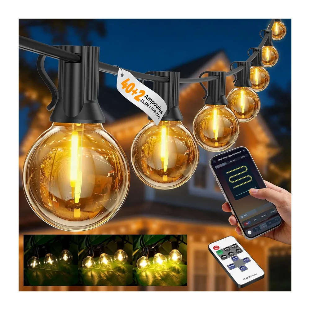 Guirlande Lumineuse Exterieure 33,3M - G40 LED avec App & Télécommande