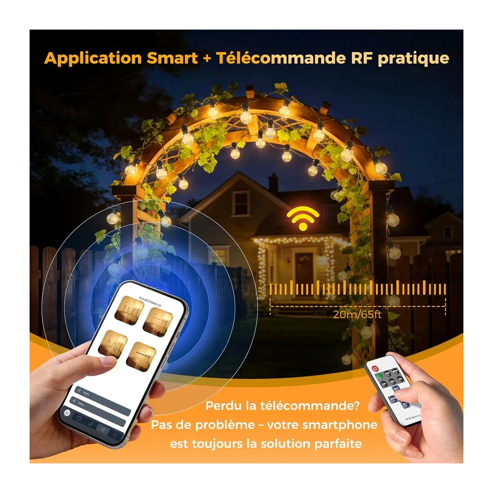Guirlande Lumineuse Exterieure 33,3M - G40 LED avec App & Télécommande