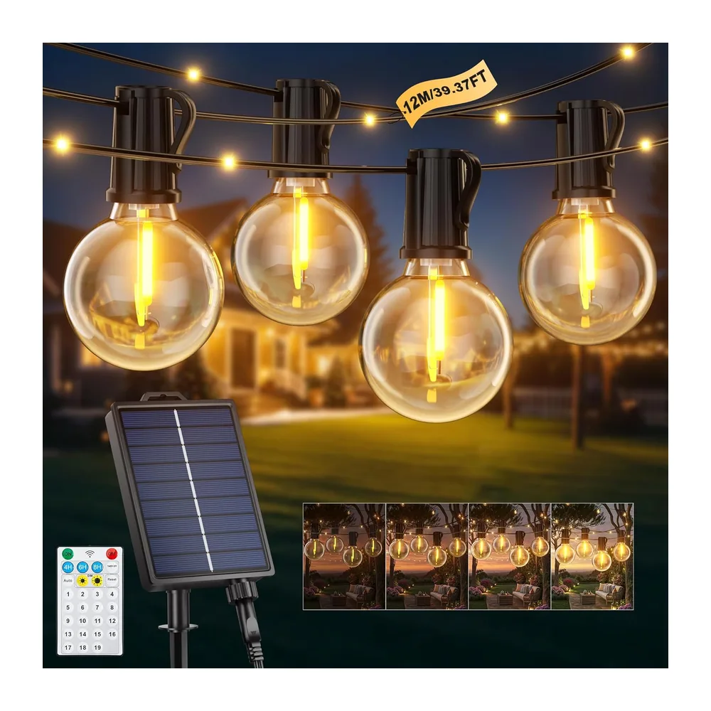 Guirlande Solaire Exterieur, 12M/39.4Ft Guirlande Lumineuse Solaire avec 14+1 G40