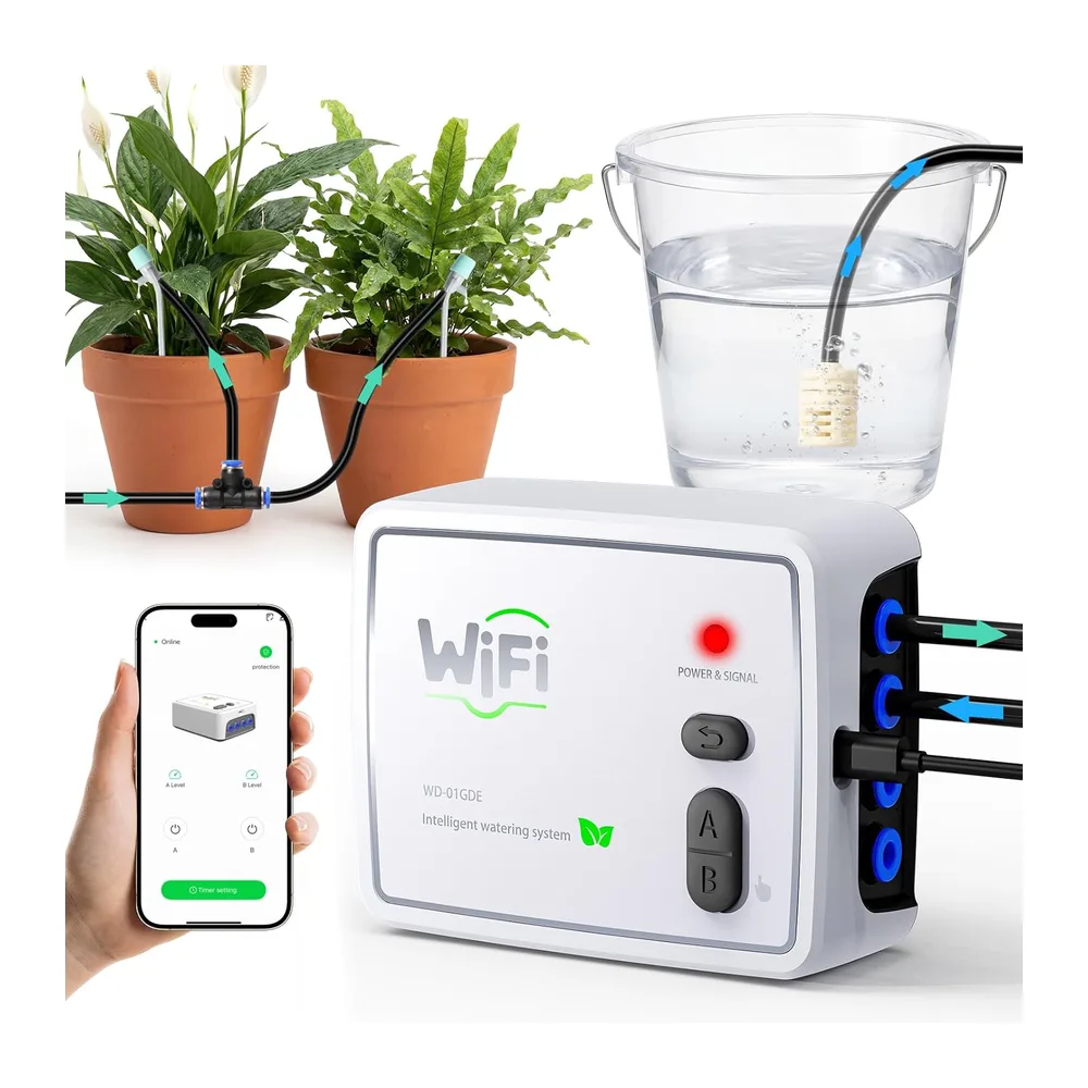 Système D'arrosage Automatique à Double Circuit Wi-Fi, pour 20 Plantes