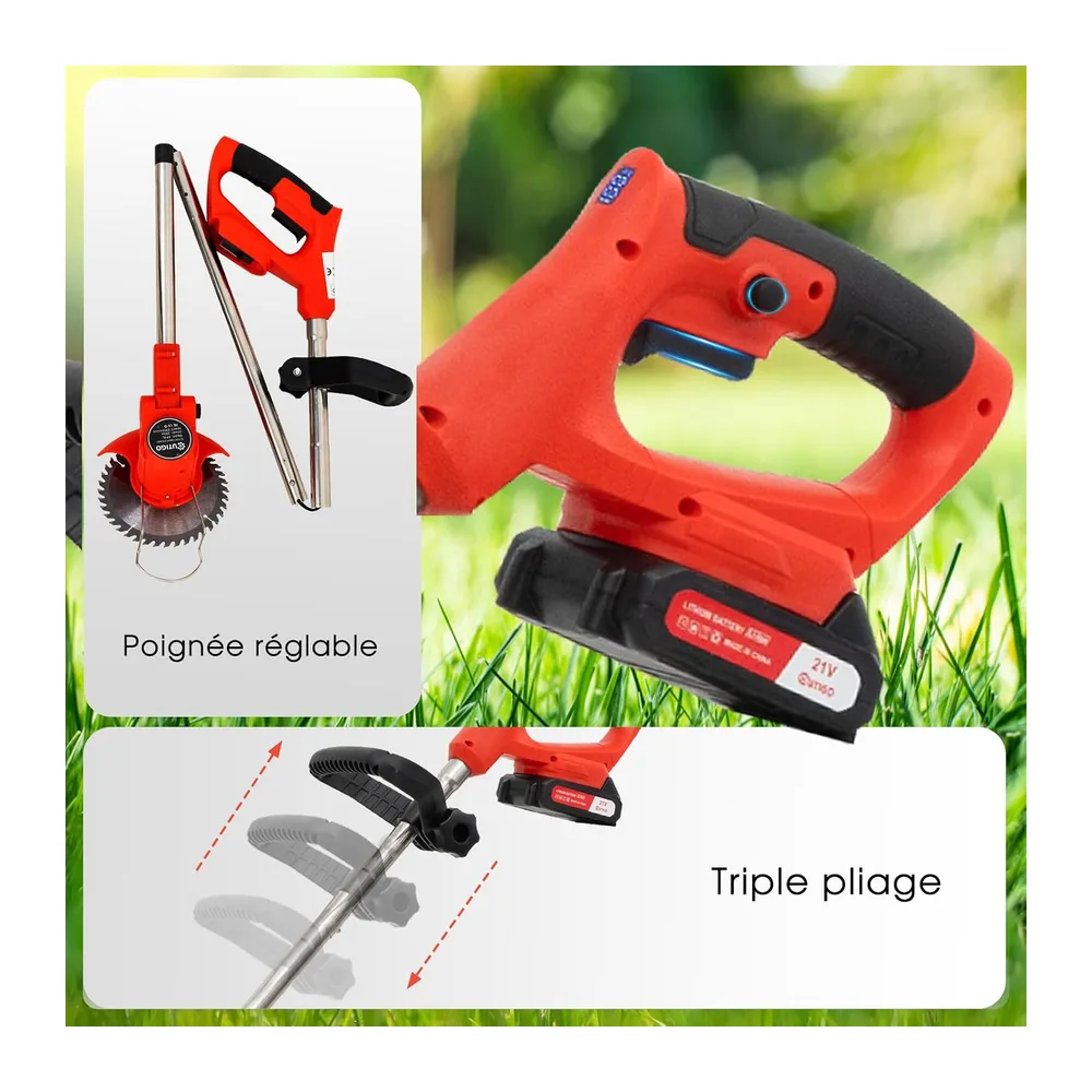 OUTIGO Debroussailleuse Electrique sans Fil, Débroussailleuse à Gazon Pliable avec 2
