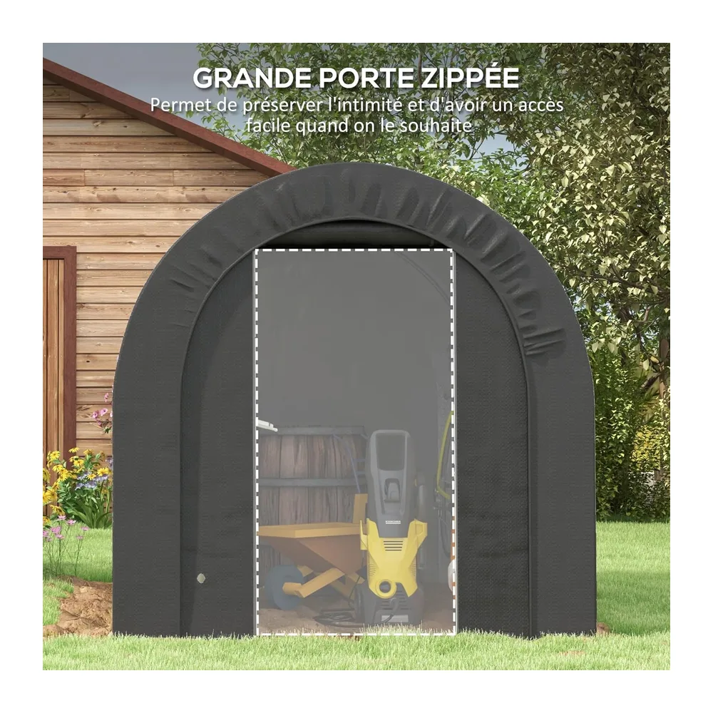Outsunny Abri de Jardin Abri de Vélo Cadre Métal 2,4x1,8x1,9m Gris Foncé