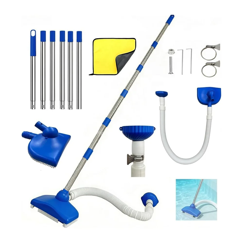 Nettoyeur de Sol de Piscine avec Tuyau Rétractable 350 cm, Aspirateur Piscine Gonflable