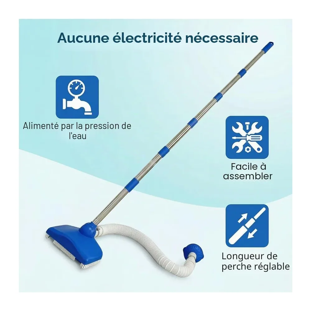 Nettoyeur de Sol de Piscine avec Tuyau Rétractable 350 cm, Aspirateur Piscine Gonflable