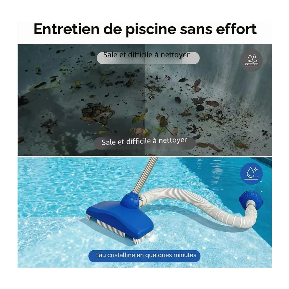 Nettoyeur de Sol de Piscine avec Tuyau Rétractable 350 cm, Aspirateur Piscine Gonflable
