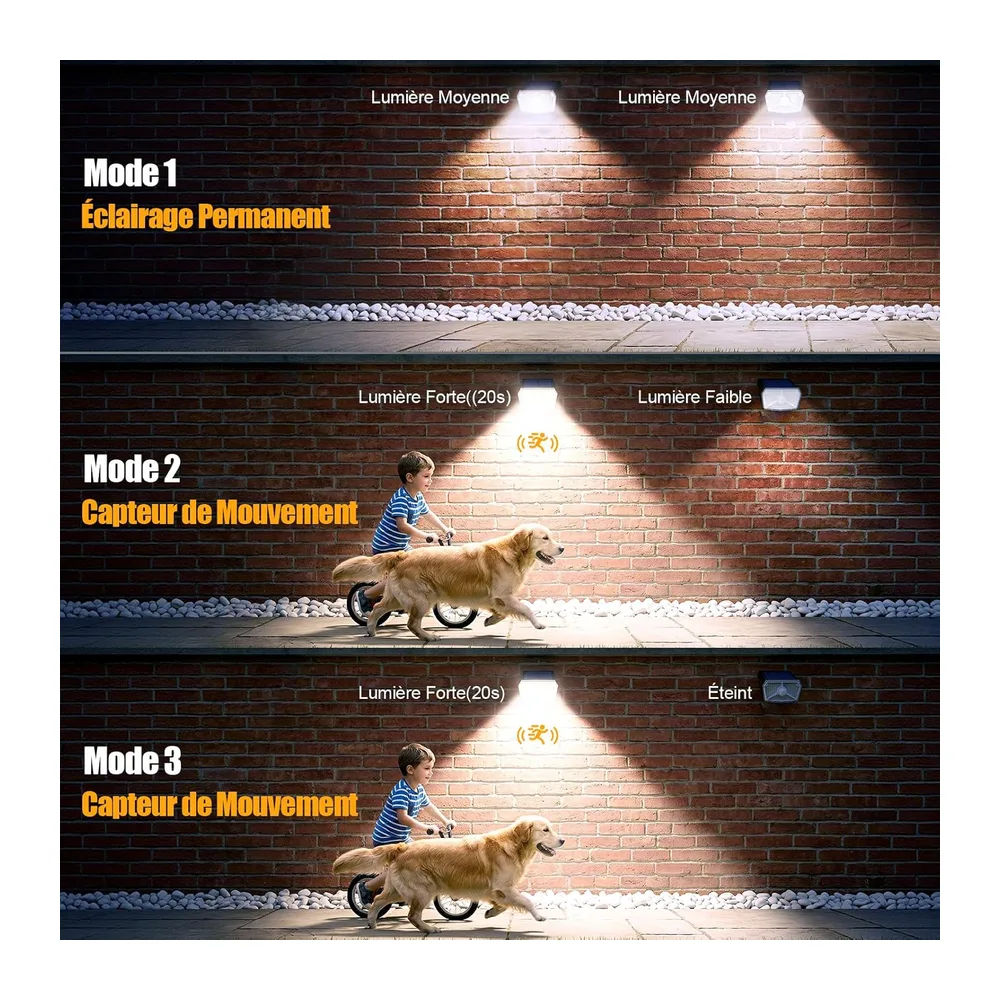 Spot Solaire Exterieur Detecteur de Mouvement, Lot de 4 Lampe Solaire Exterieur Jardin