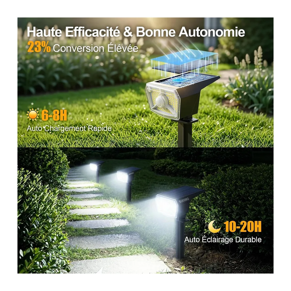 Spot Solaire Exterieur Detecteur de Mouvement, Lot de 4 Lampe Solaire Exterieur Jardin