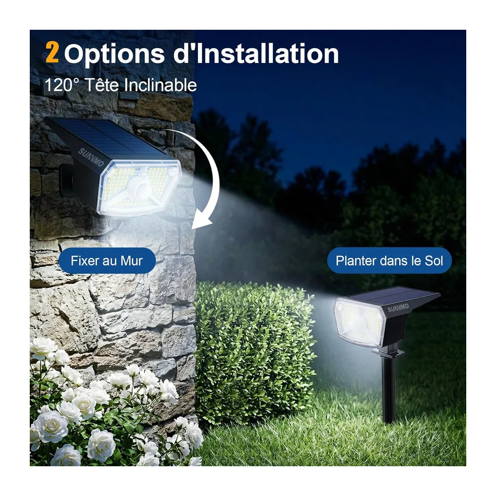 Spot Solaire Exterieur Detecteur de Mouvement, Lot de 4 Lampe Solaire Exterieur Jardin
