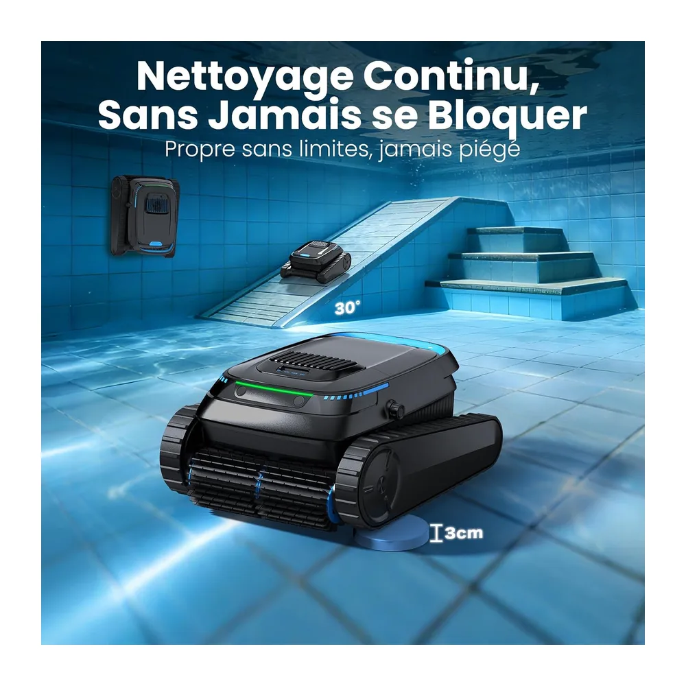 (2026 Upgrade) Robot de piscine Sol et Mur, Ligne d'eau, Aspirateur de piscine sans fil à