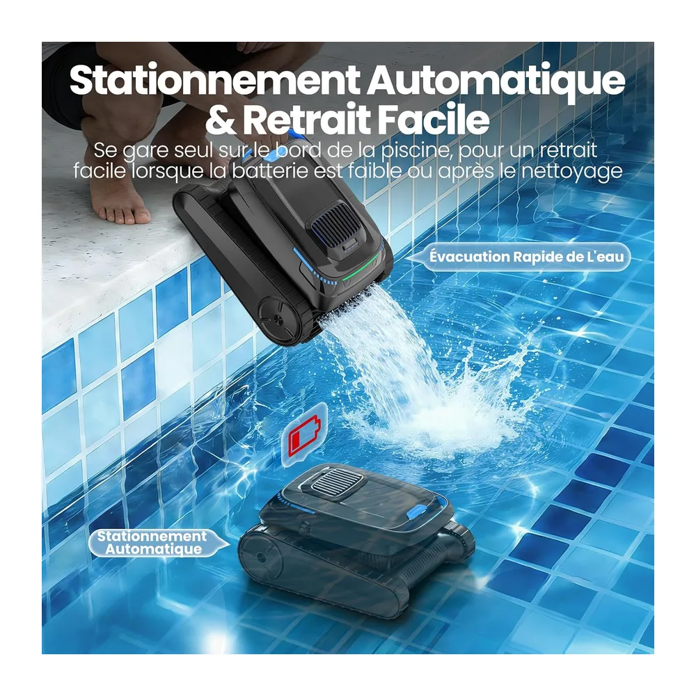 (2026 Upgrade) Robot de piscine Sol et Mur, Ligne d'eau, Aspirateur de piscine sans fil à