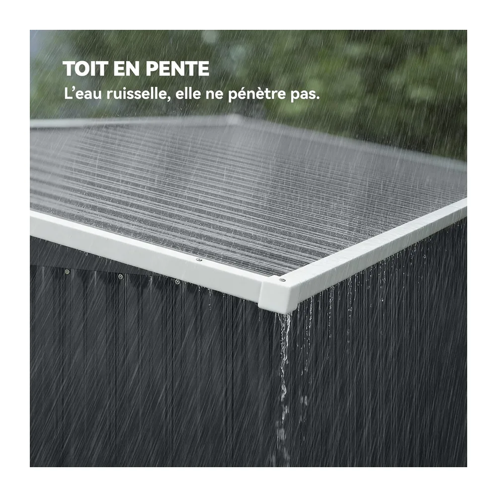 Outsunny Abri de Jardin Métal 3m² Gants Aérations 249x121x183cm Gris Foncé