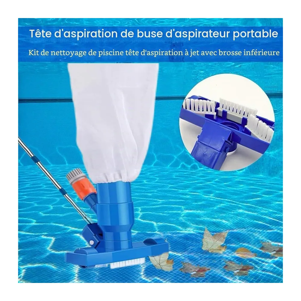 Aspirateur Piscine Gonflable avec Perche Télescopique 180cm, Aspirateur Piscine Hors Sol