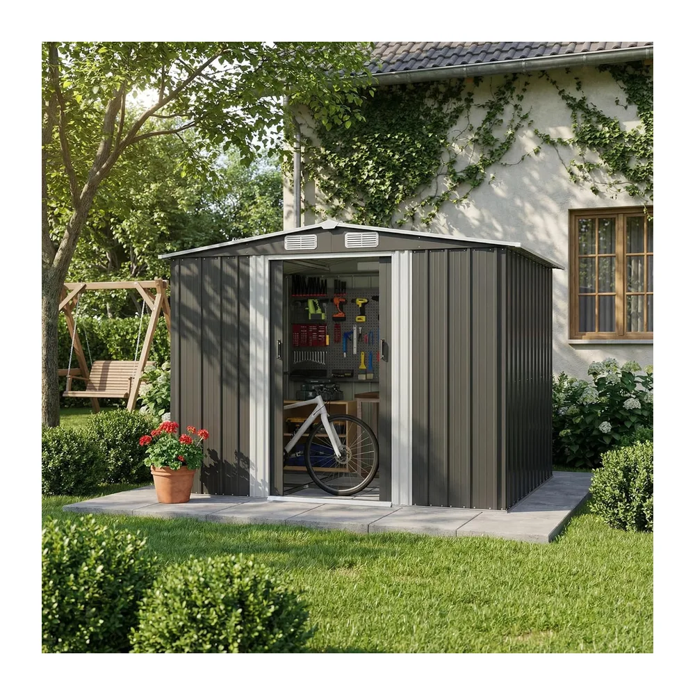 Devoko Abri de Jardin 199x234x192cm, Grand Rangement Extérieur pour Outils, Vélos et