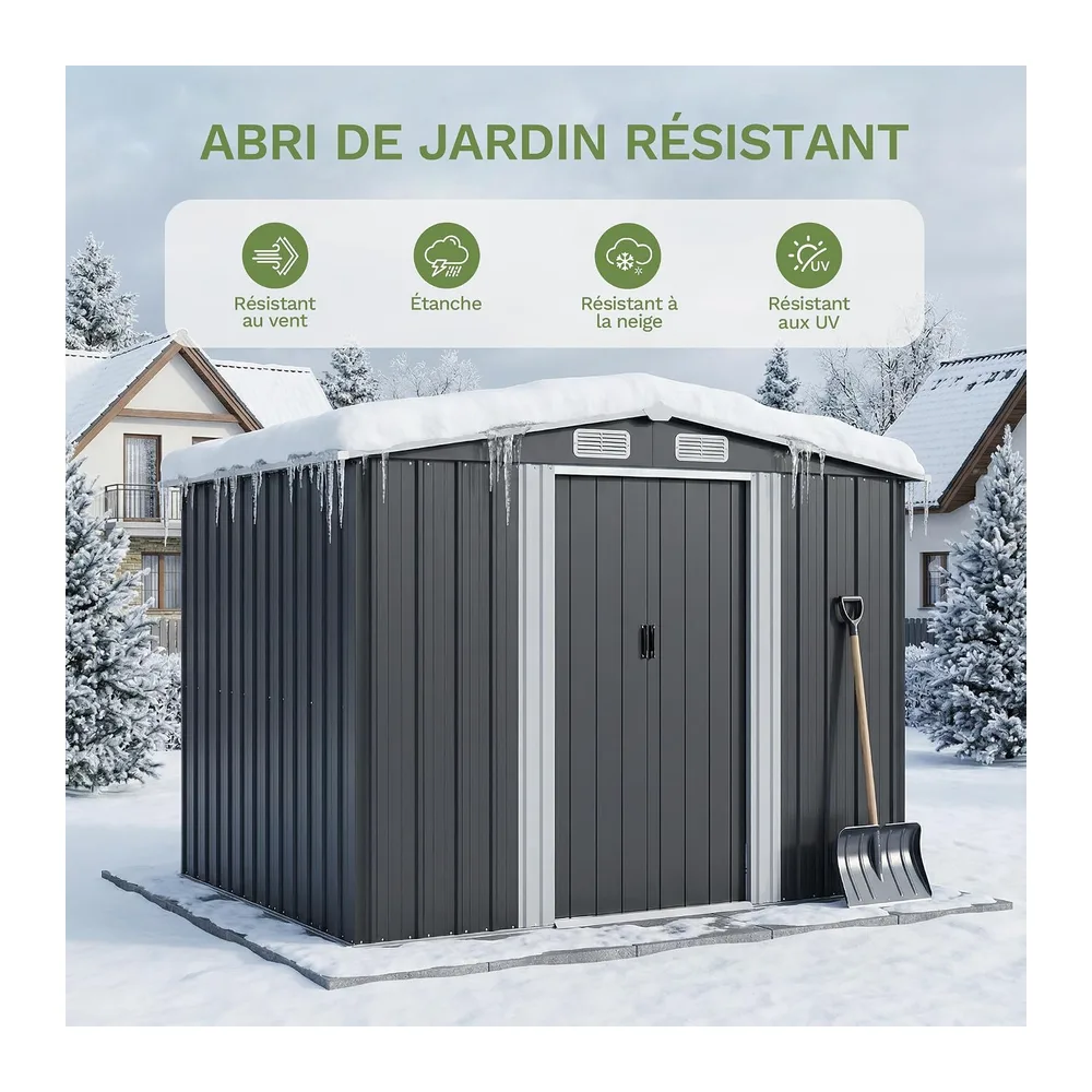 Devoko Abri de Jardin 199x234x192cm, Grand Rangement Extérieur pour Outils, Vélos et